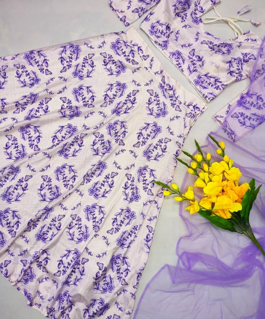 Soft Chinon Silk Lehenga Blouse & Dupatta