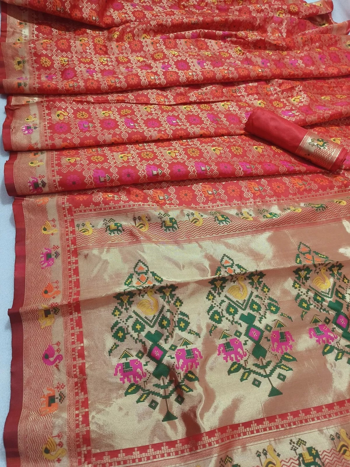 Festive Banarasi Silk Saree with Contrasting Border and Pallu Sari & Blouse