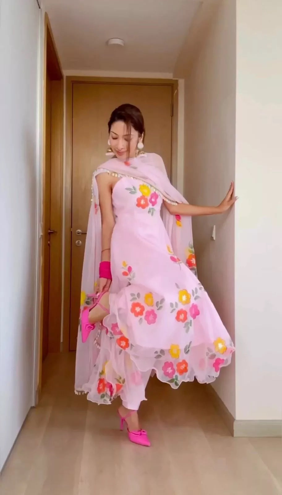 Silk Organza Stitched Beautiful Classic Anarkali Top Pant & Dupatta