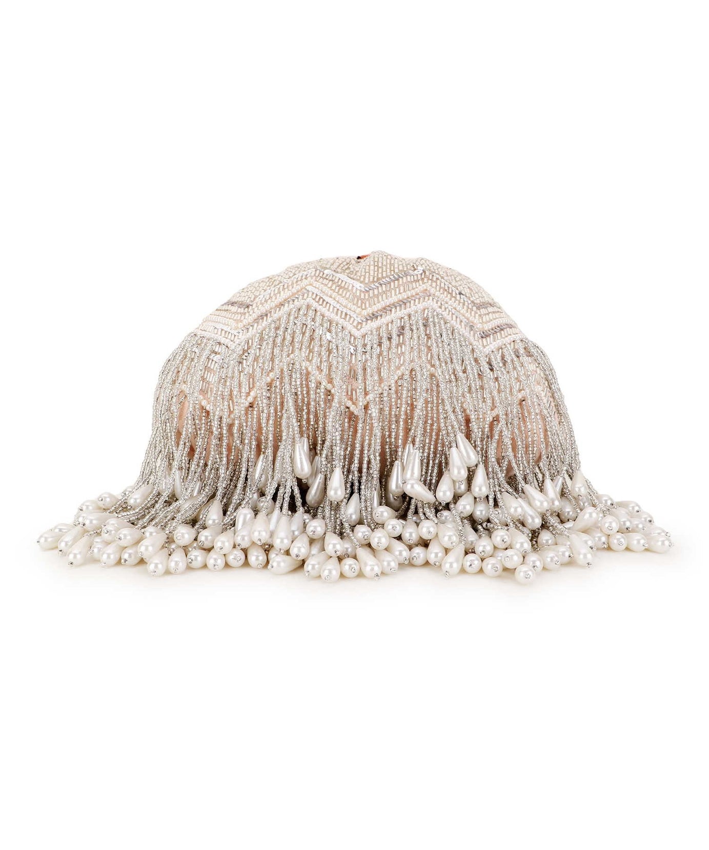 Dangle Chevron Embellished Velvet Potli Bag