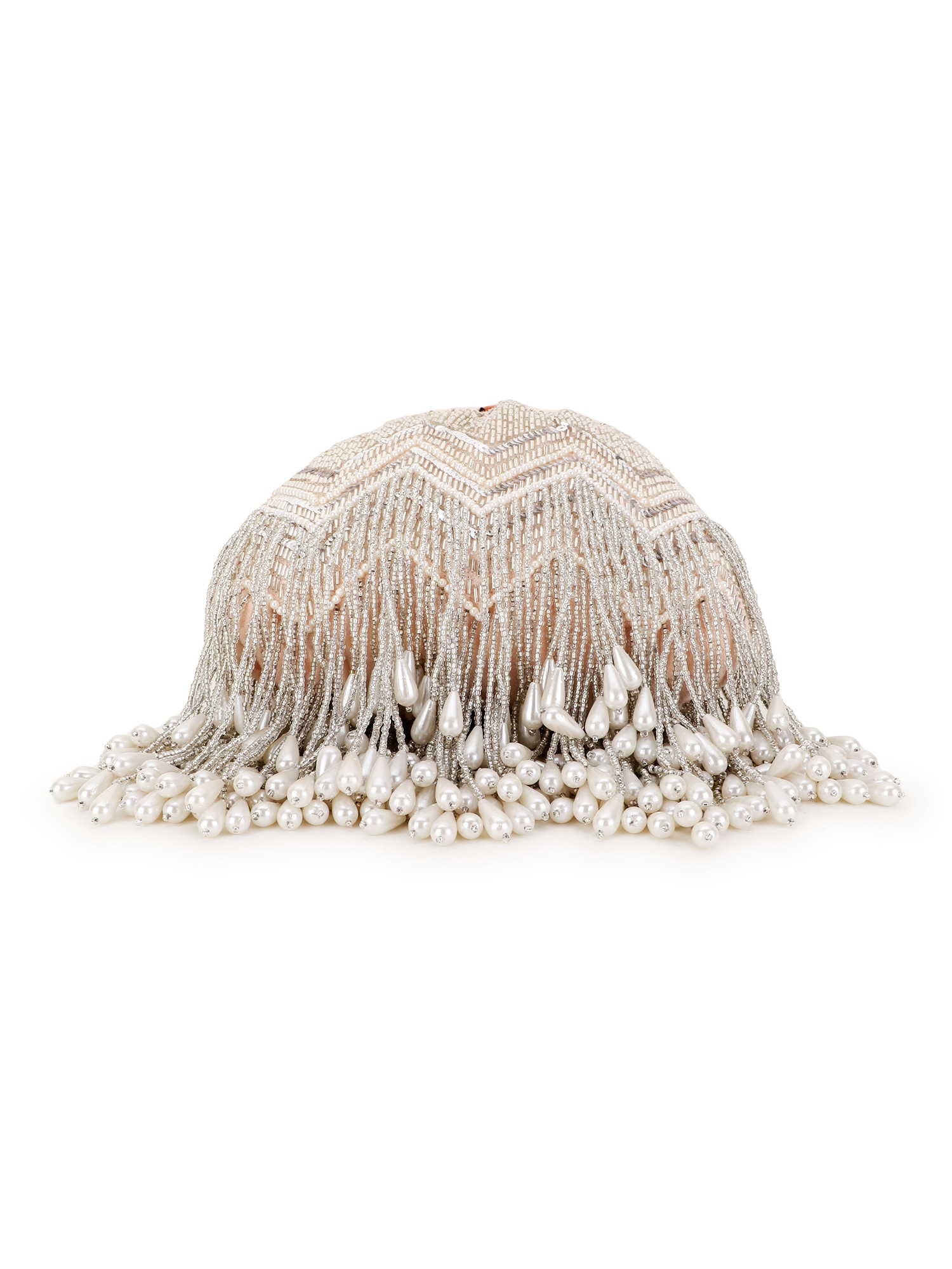Dangle Chevron Embellished Velvet Potli Bag
