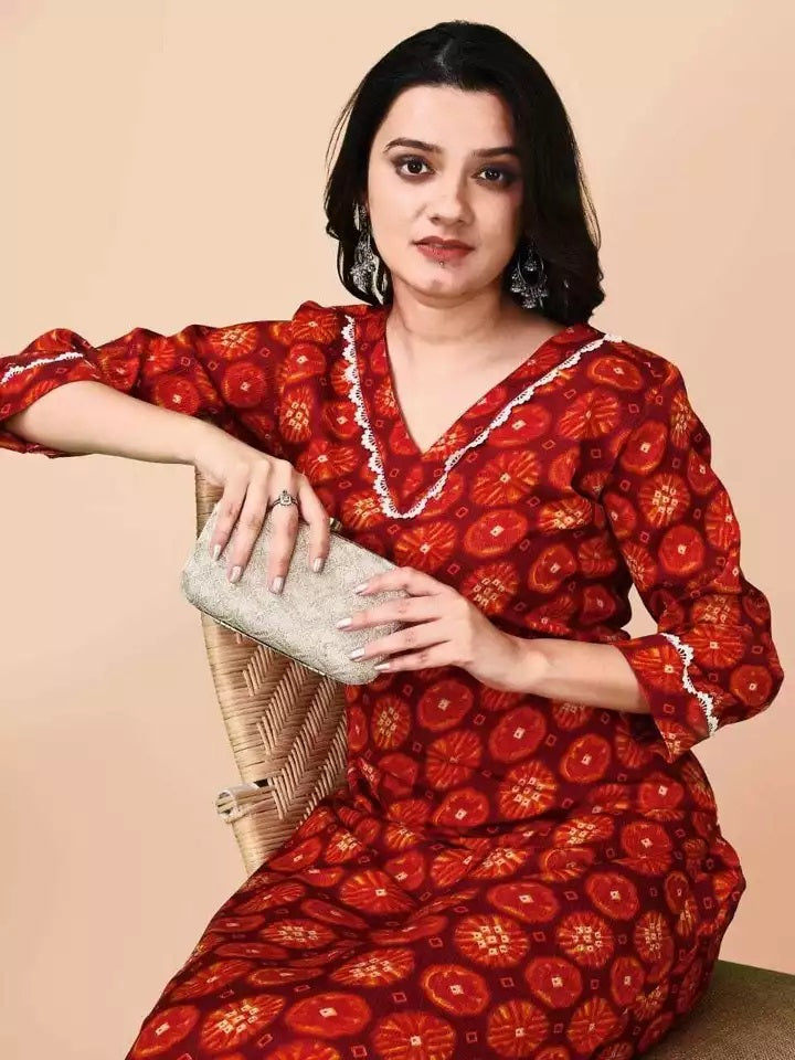 Fancy Full Stitched Delta Silk & Printed Work Top Bottom