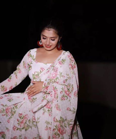 Premium Georgette With Work And Digital Printed Long Anarkali Gown Dupatta
