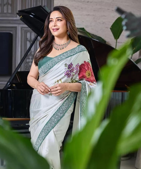 Women's Party Stylish Ultra Satin Silk Saree,Festival Wedding Sari Blouse