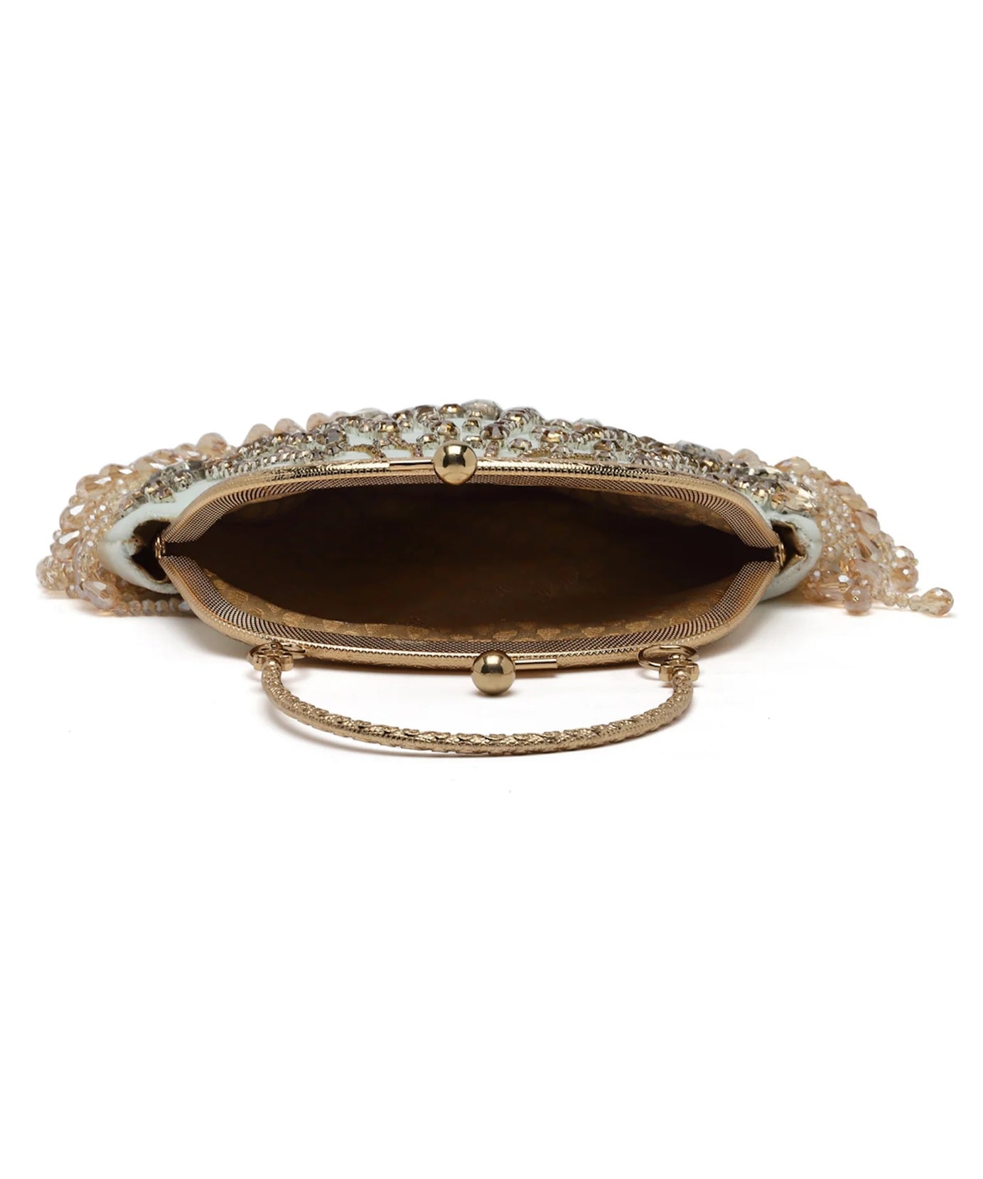 Dangle Stone Work Embellished Velvet Purse Clutch
