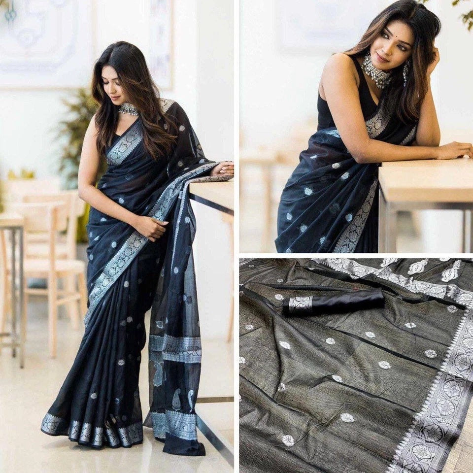 Women's Wedding Wear Soft Lilan Slab Attractive Saree&Blouse 11-SS