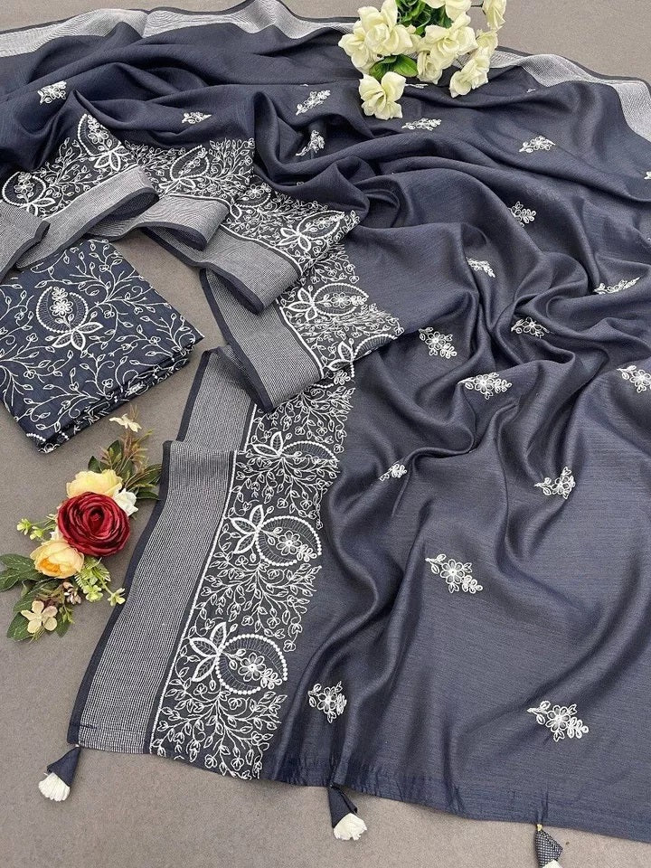Bollywood Wedding Cotton Embroidery Heavy Work,PartyWear Fancy Sari Blouse