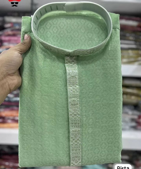 Heavy Jacquard Silk Beautiful Function Full Stitched Kurta Pajama For Men's