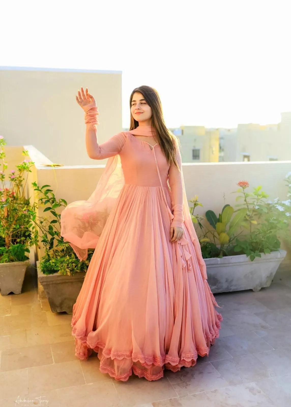 Traditional Wear Faux Georgette Long Anarkali Gown & Dupatta