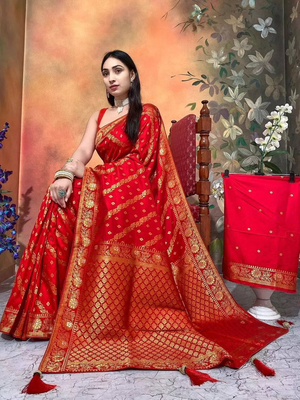 Ethnic Party Wear Indian Dola Silk Saree & Blouse