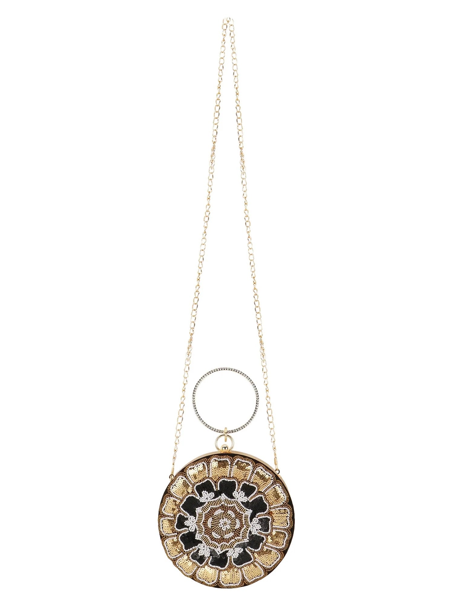 Gala Floral Emroidered Faux Silk Clutch