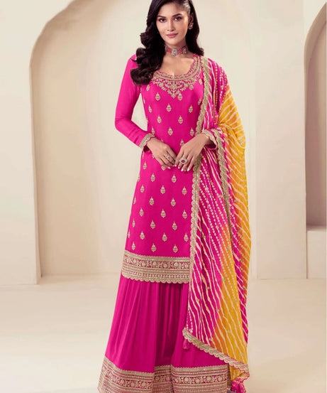 Traditional Designer Heavy Chinon , Wedding Wear Top Bottom, Dupatta