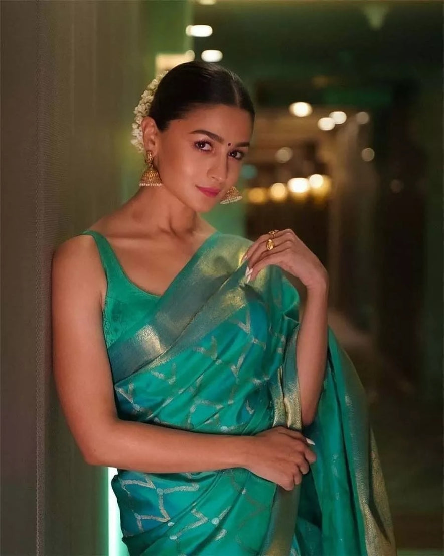 Soft Lichi Silk Party Wear Sari & Blouse