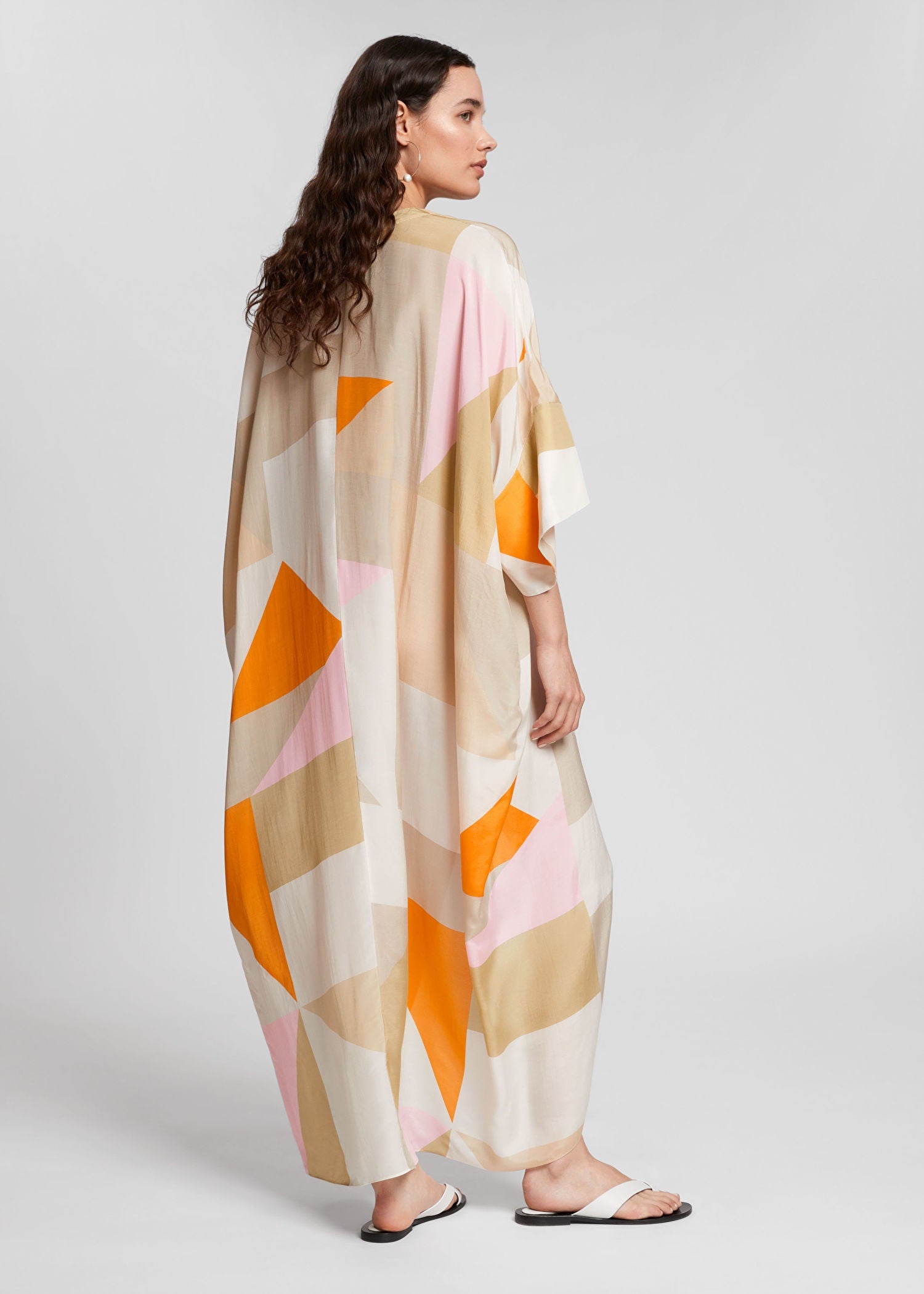 Soft Silk Crepe Digital Printed  Beach Wear Women's Long Kaftan