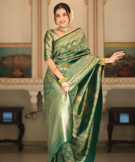 Banarasi Soft Silk Wedding Party Wear Saree,Ethnic Classic Sari With Blouse