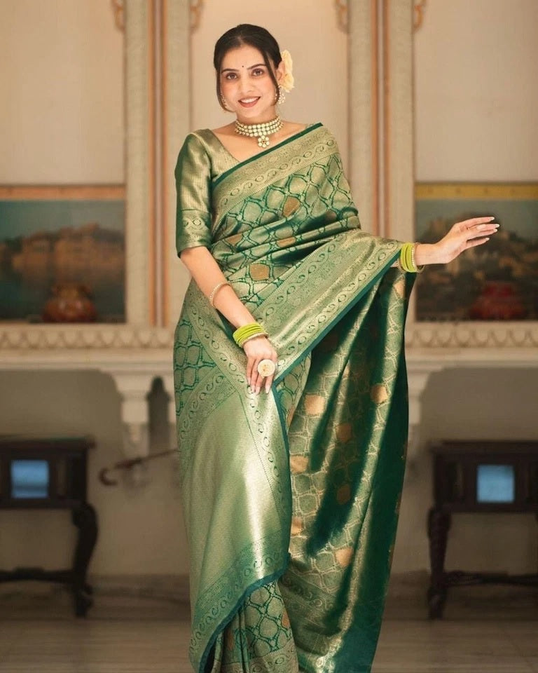 Banarasi Soft Silk Wedding Party Wear Saree,Ethnic Classic Sari With Blouse