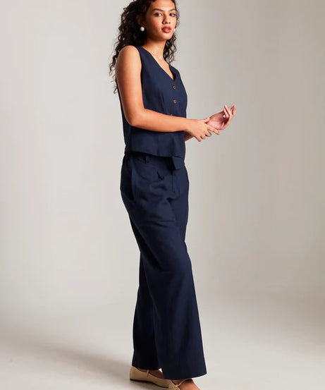 Navy Co-Linen Waistcoat Set