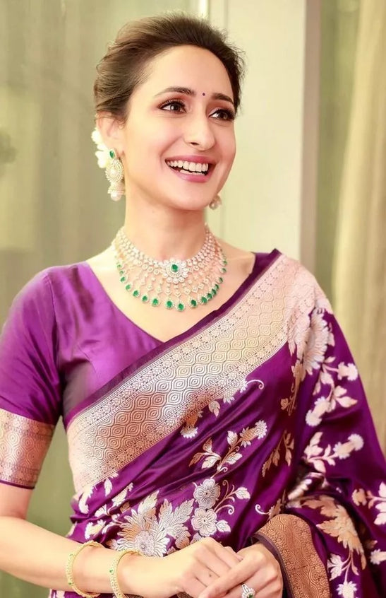 Designer Women's Lichi Silk Saree With Blouse, Traditional Wedding Sari