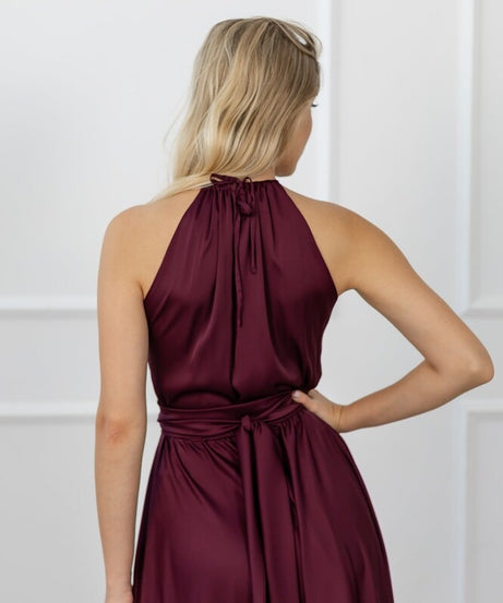 Maroon Long Dress Cocktail Dress for Wedding Guest