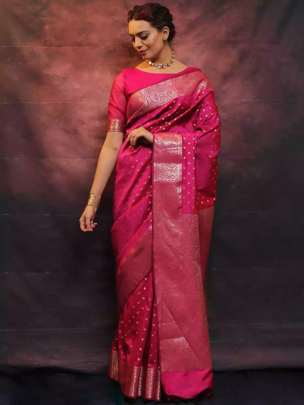 Pure Banarasi Silk Saree with Rich Pallu and Blouse Piece