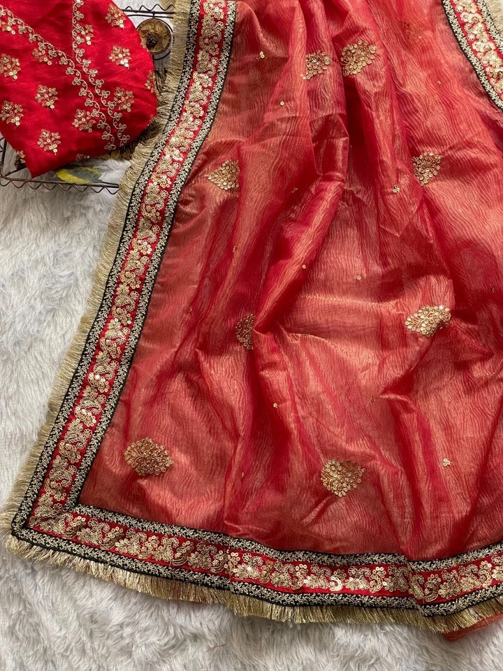 Heavy Soft Banarasi Crush Fabric Party Wedding Wear Saree,Function Sari