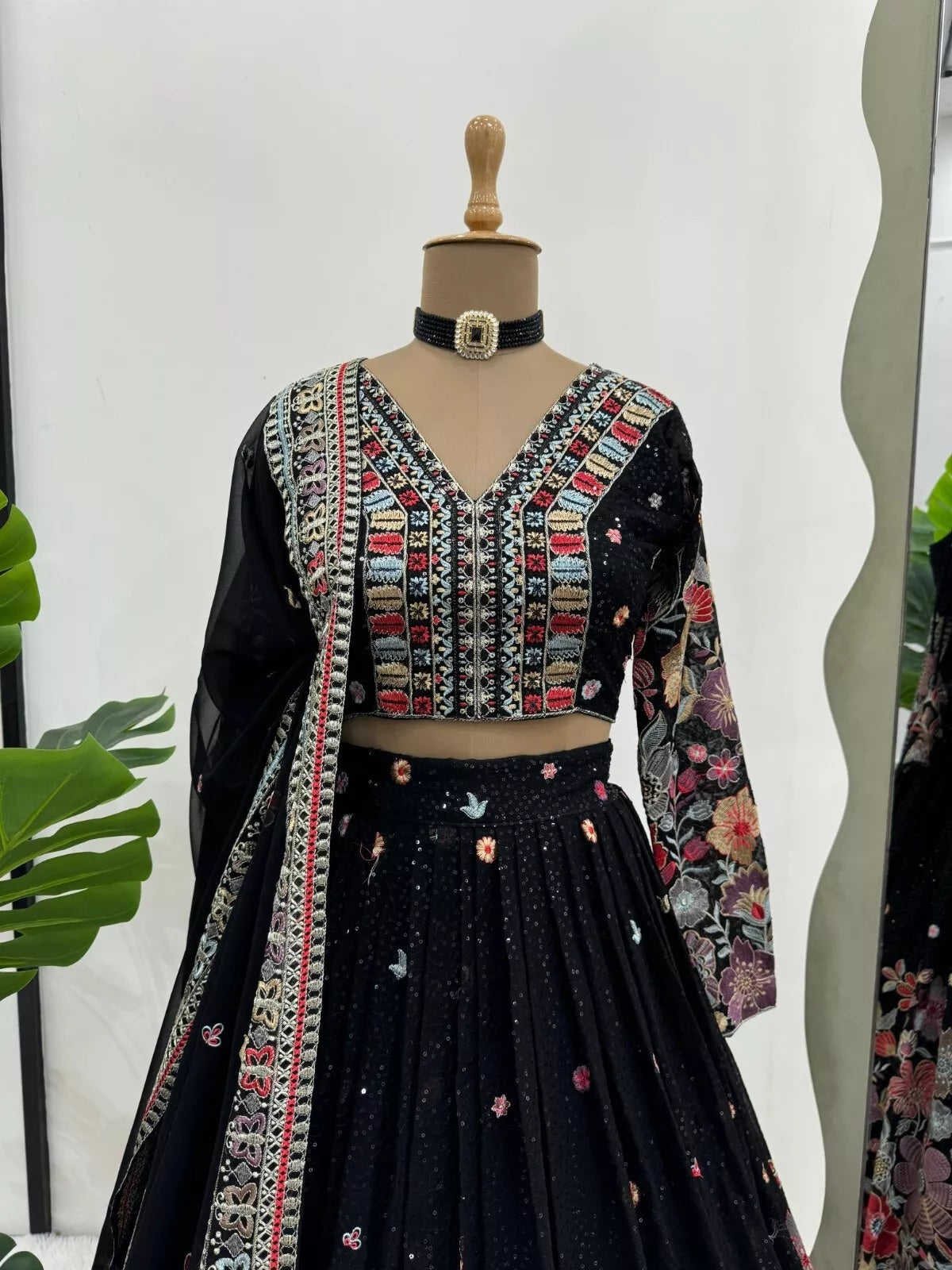 Georgette With Sequence Work  Lehenga Blouse & Dupatta