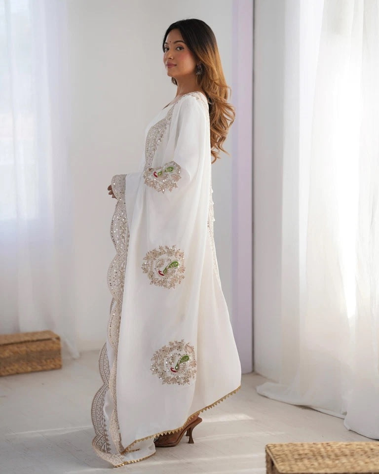 Chinon With Embroidery Sequence Work Anarkali Gown With Dupatta