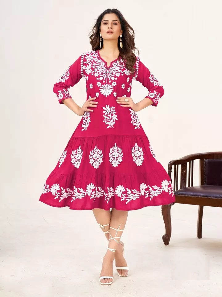 Heavy Rayon With Lakhnavi Work Beautifull Kurti