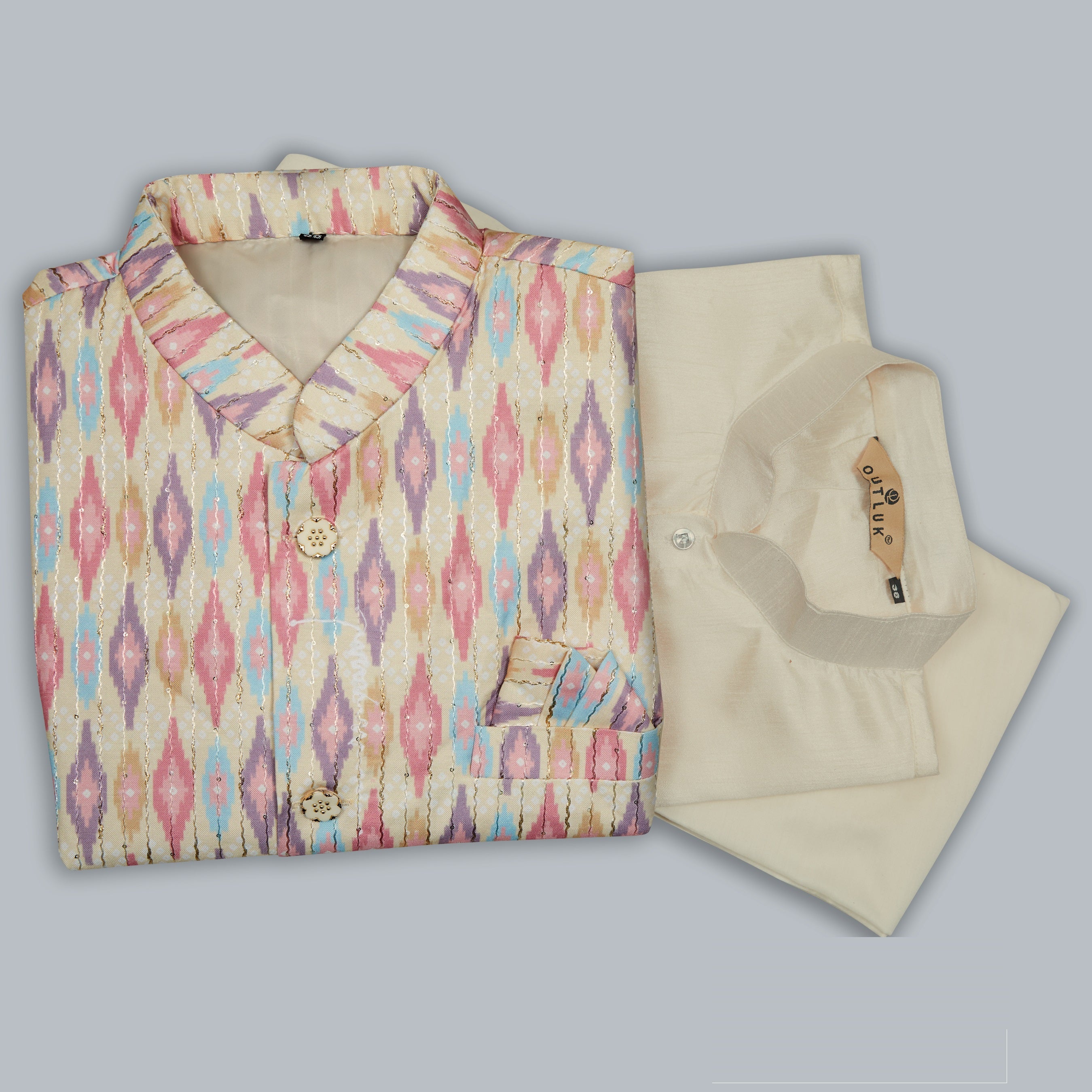 Mastani Silk Kurta Pajama With Heavy Cotton Koti Set