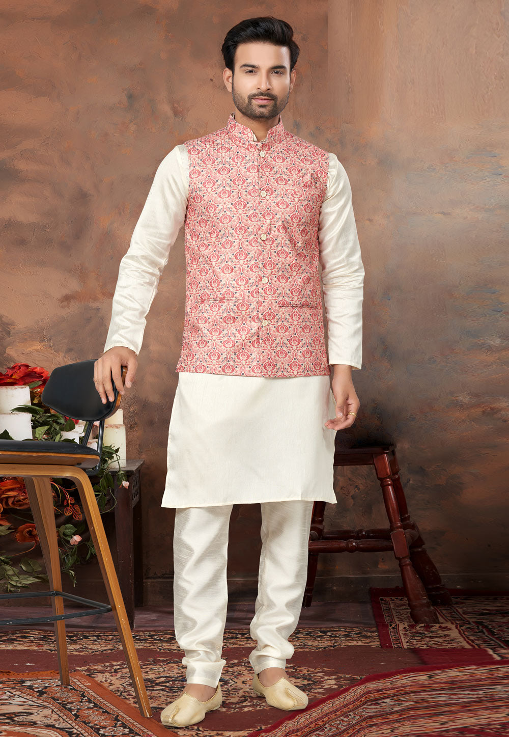 Mastani Silk Kurta Pajama With Heavy Cotton Koti Set