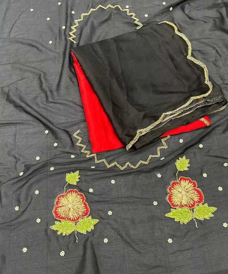 Latest Style Georgette Saree, Wedding Bollywood Sari & Blouse