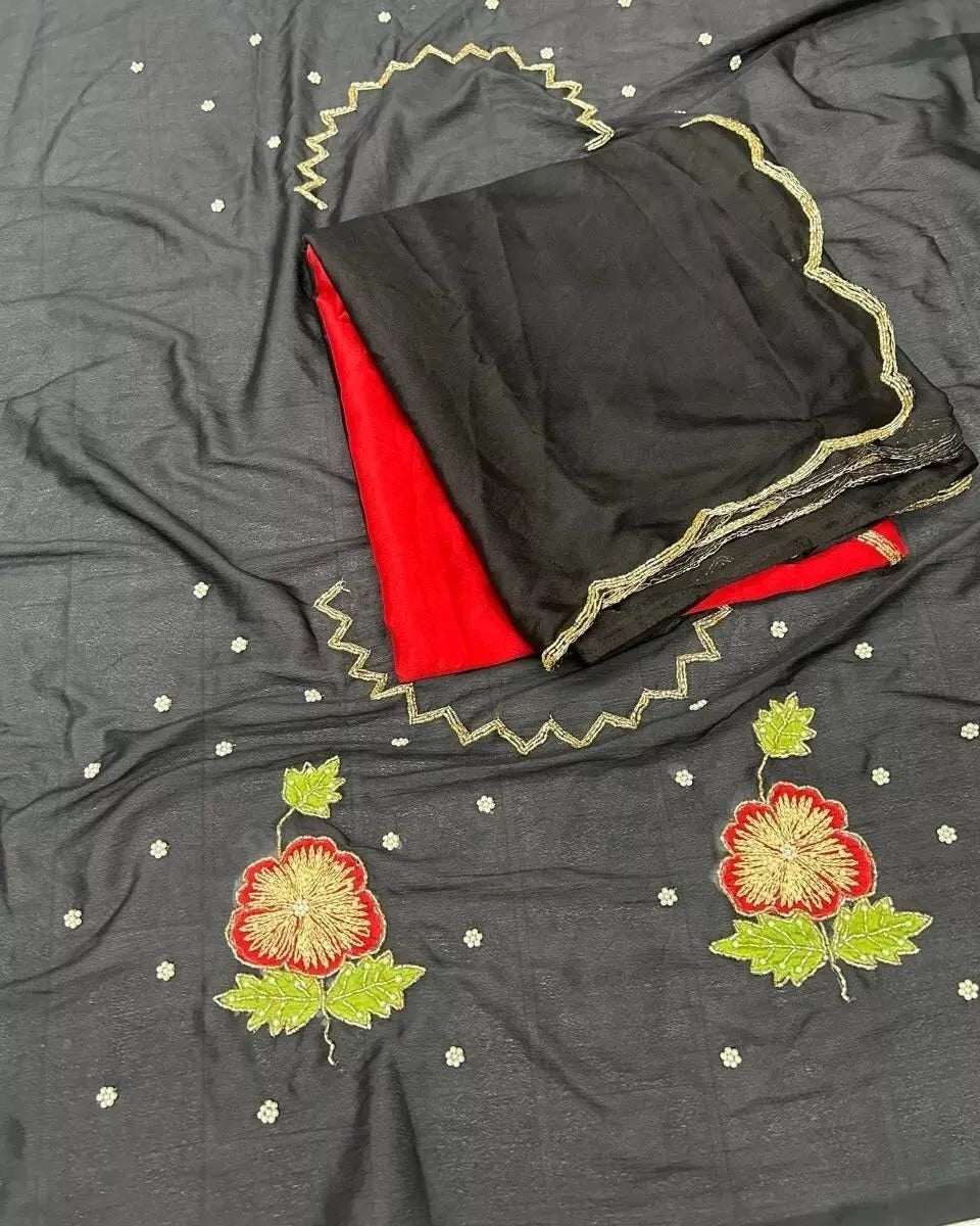 Latest Style Georgette Saree, Wedding Bollywood Sari & Blouse