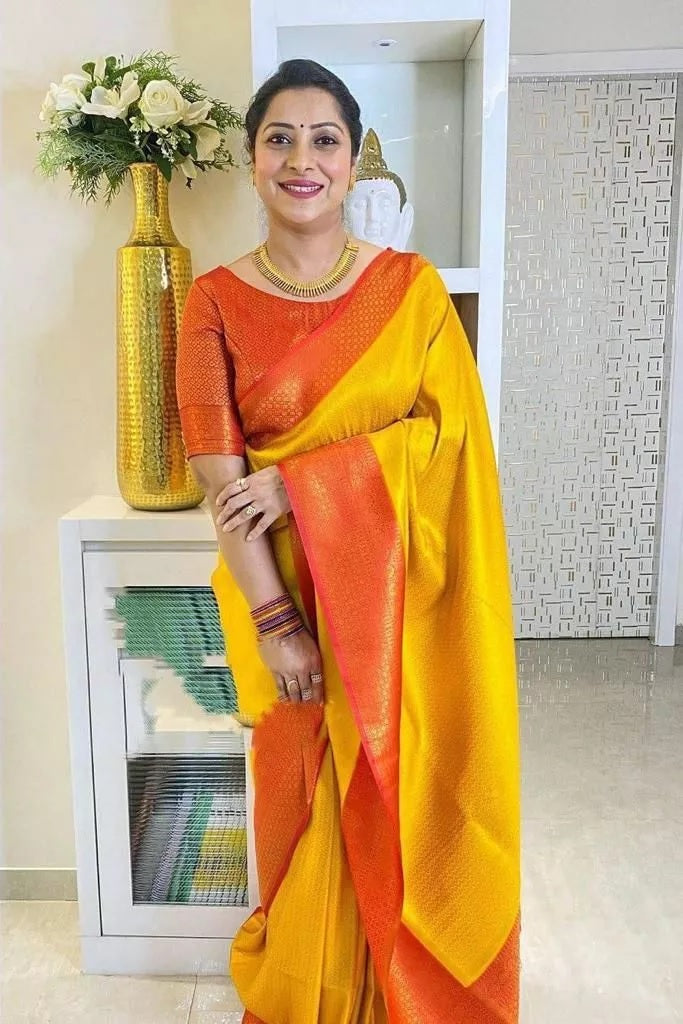 Soft Lichi Silk & Jacquard Work Saree With Blouse