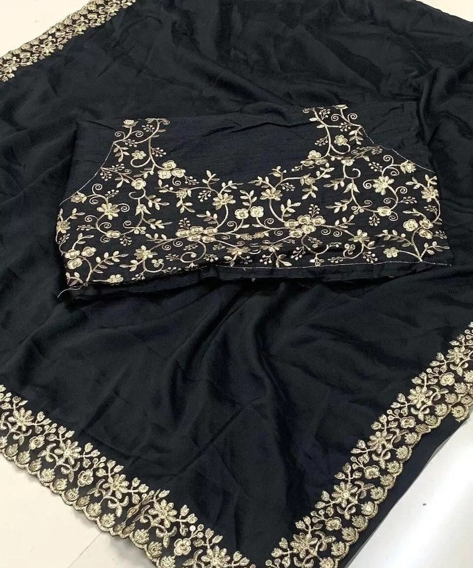 Rangoli Silk With C-Pallu Embroidery Work Sari With Blouse