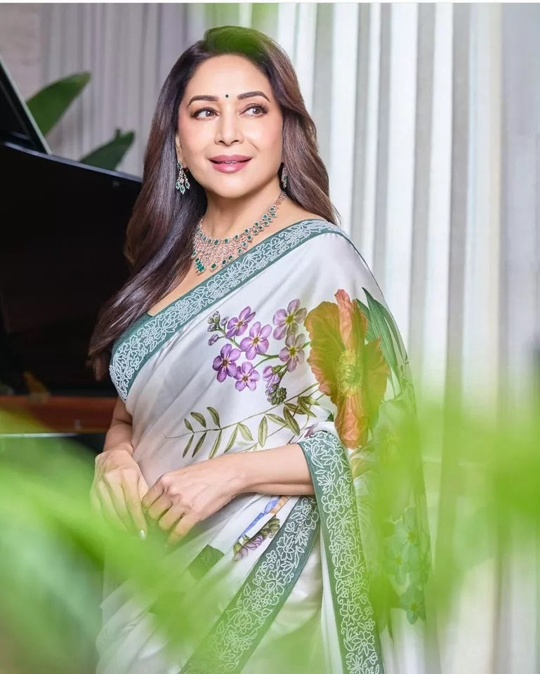 Women's Party Stylish Ultra Satin Silk Saree,Festival Wedding Sari Blouse