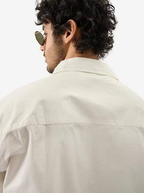 Solids Off White Men Utility Shirts