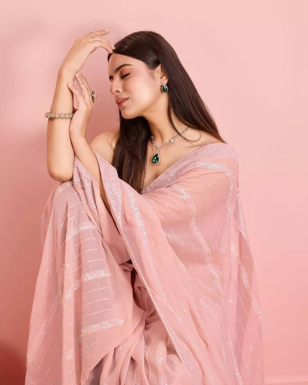 New Indian Georgette Saree,Indian Wedding Claasic Sari