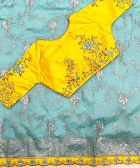 Lichi Silk With Rich Zari & Badla Zari Work Rich Embroidery Lace Saree With Blouse