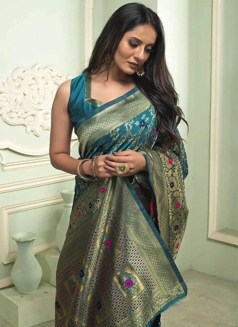 Classic Banarasi Soft Silk Wedding Sari & Blouse