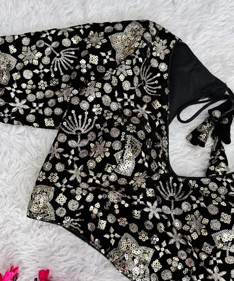 Pure Velvet Full Stitched Traditional Function Designer Blouse & Choli