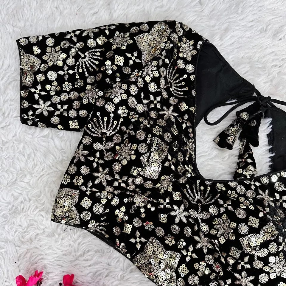Pure Velvet Full Stitched Traditional Function Designer Blouse & Choli
