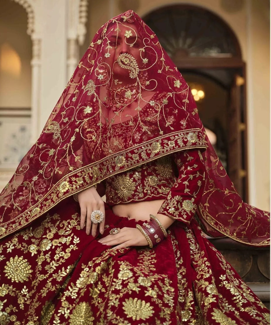 9000 Heavy Velvet Festival Classic Indian Bollywood Lehenga Blouse Dupatta