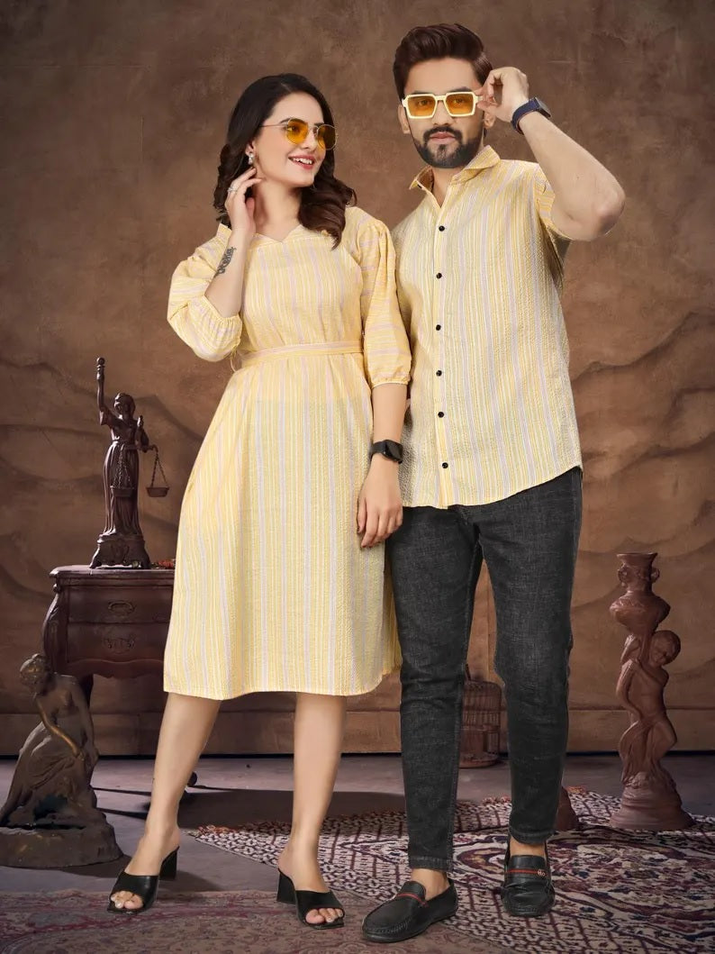 Presenting Couple Men's Shirt & Female Combo Set