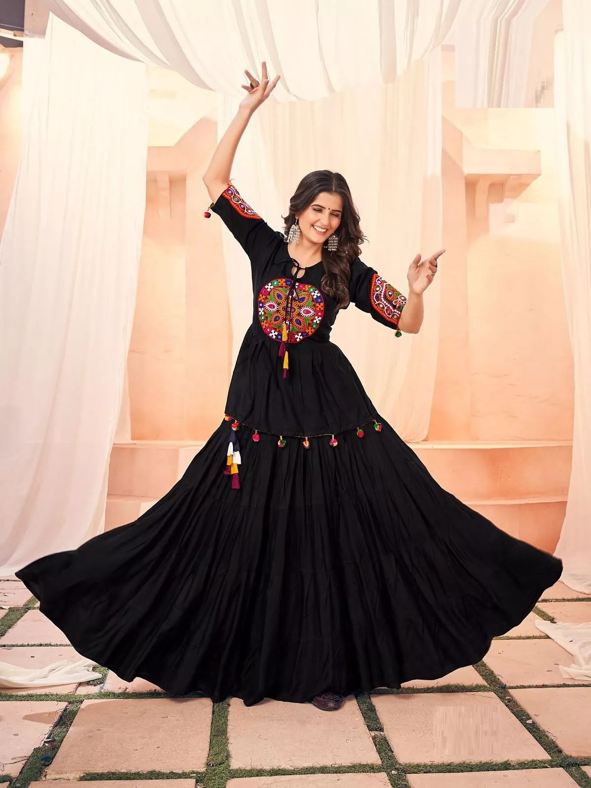 Rayon With Gamthi Work Lehenga Choli
