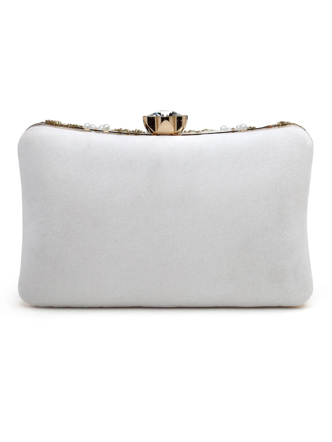 Dangle Chevron Embellished Velvet Clutch