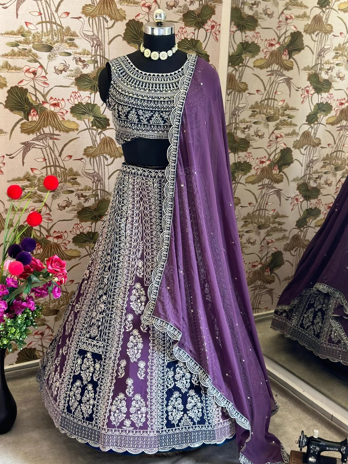 Georgette With Embroidery Sequence Design Work Lehenga Blouse & Dupatta
