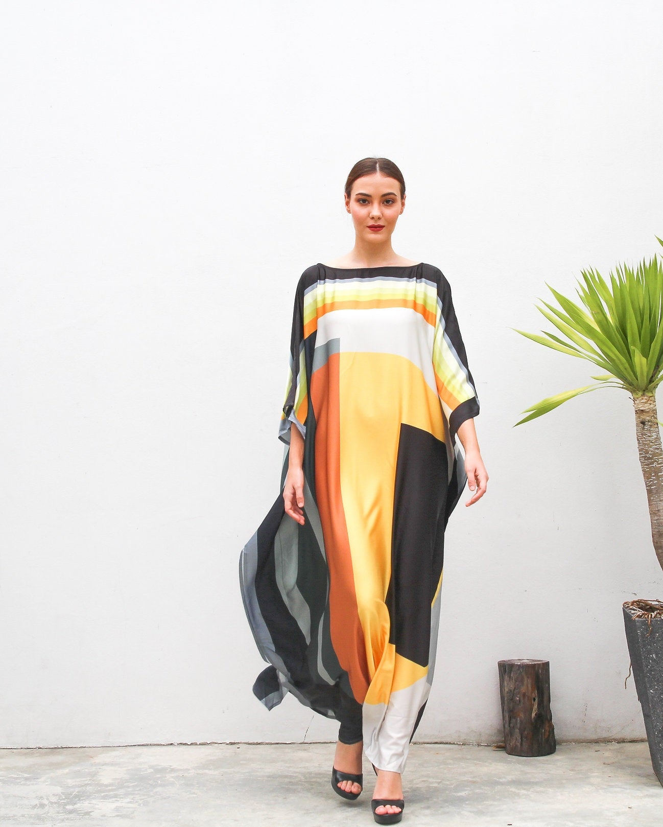 Soft Satin Silk Digital Printed Caftan For Women's Long Kaftan