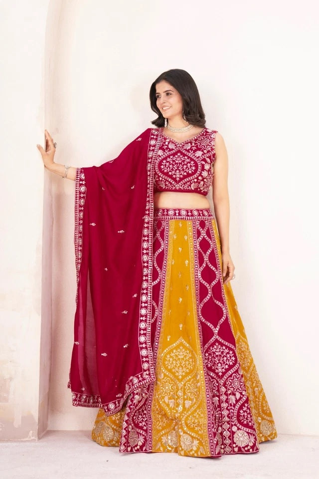 Function Premium Georgette Wedding Stitched Lehenga Blouse With Dupatta 15-MA