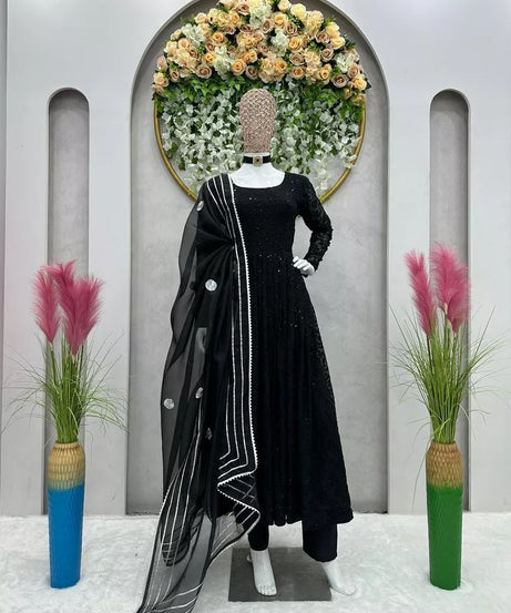 Designer Festival Wear Full Stitched Faux Georgette Top Pant Dupatta