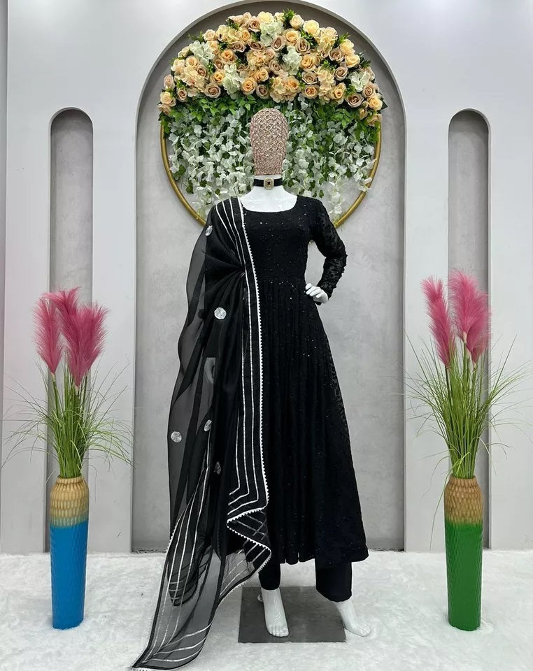 Designer Festival Wear Full Stitched Faux Georgette Top Pant Dupatta